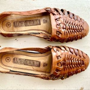 Leather Huarache Style Shoes, Size 6